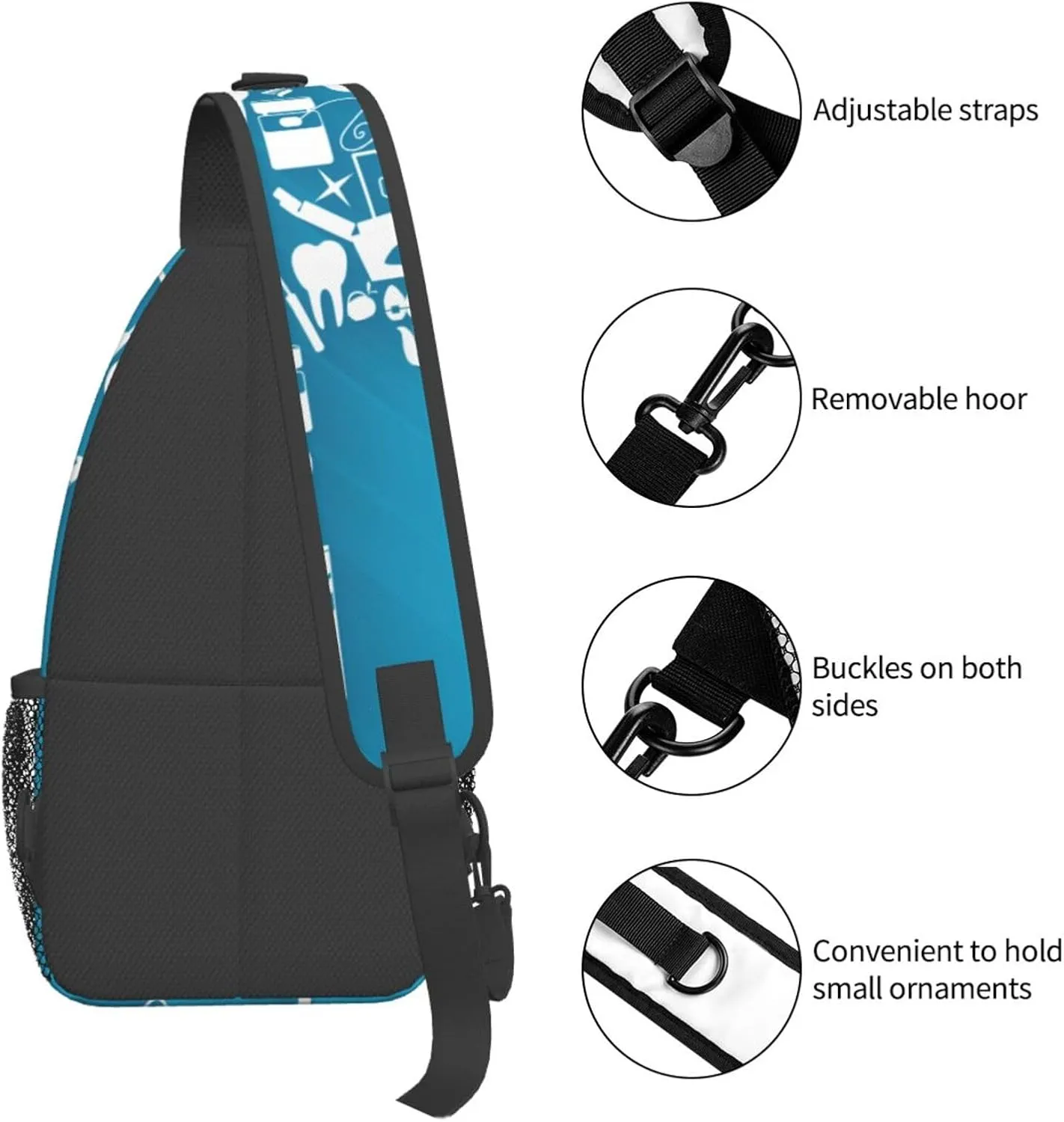 Crossbody Sling Bag for Men Women, Dental Care Tooth Sling Backpack Shoulder Chest Bag, Anti Theft Travel Hiking Daypacks