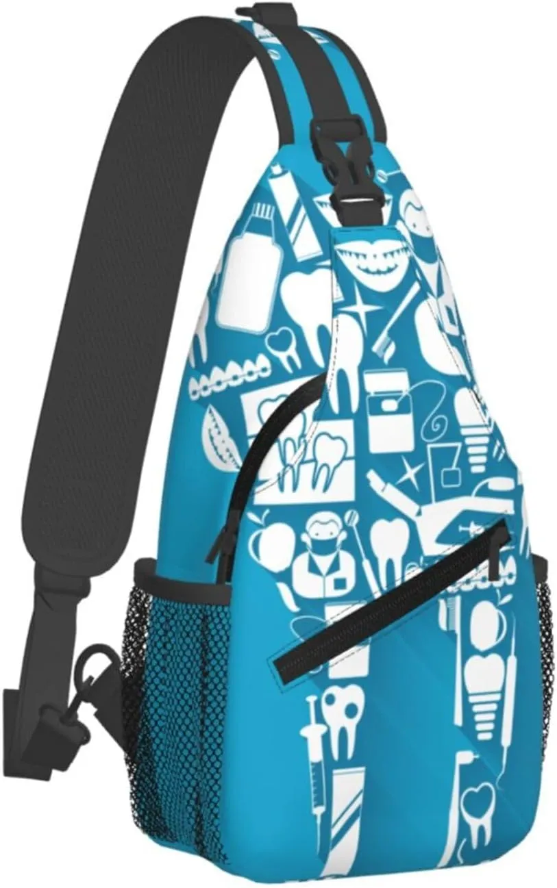 Crossbody Sling Bag for Men Women, Dental Care Tooth Sling Backpack Shoulder Chest Bag, Anti Theft Travel Hiking Daypacks