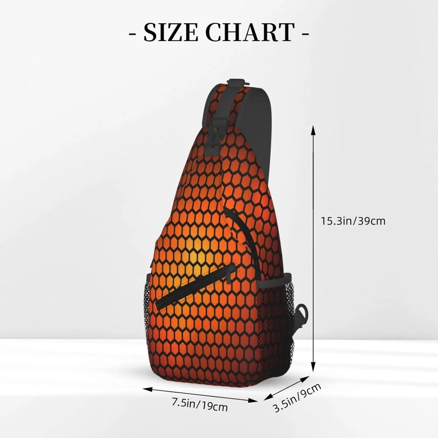Crossbody Sling Bag for Men Women, Hexagonal Orange Sling Backpack Shoulder Chest Bag, Anti Theft Travel Hiking Daypacks