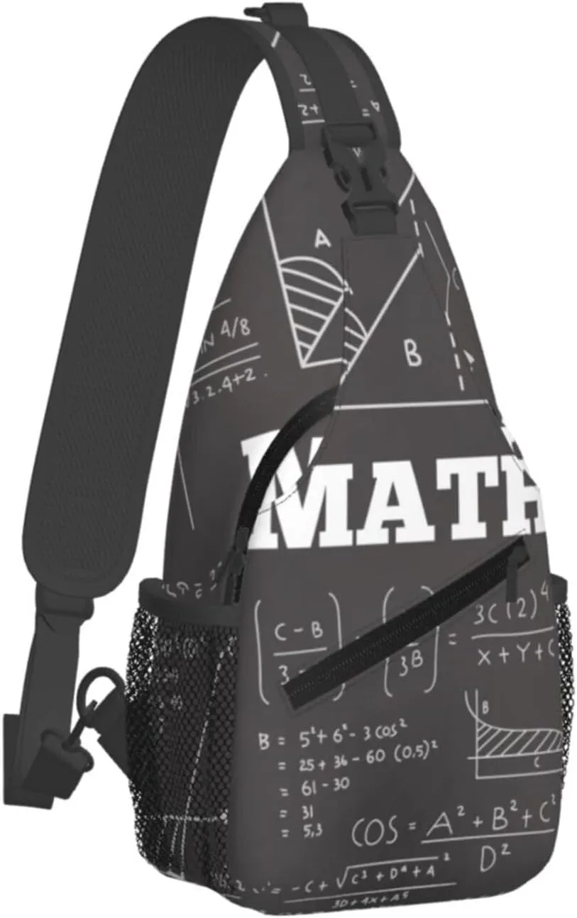 Crossbody Sling Bag for Men Women, Math Chalkboard Teach Sling Backpack Shoulder Chest Bag, Anti Theft Travel Hiking Daypacks