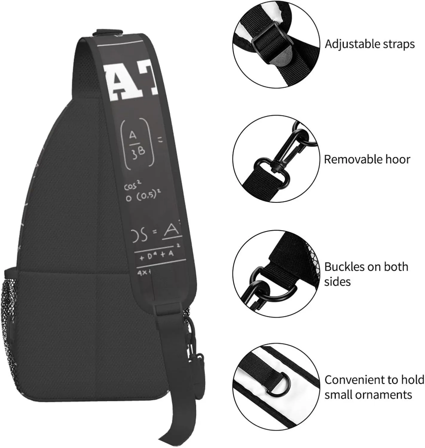 Crossbody Sling Bag for Men Women, Math Chalkboard Teach Sling Backpack Shoulder Chest Bag, Anti Theft Travel Hiking Daypacks