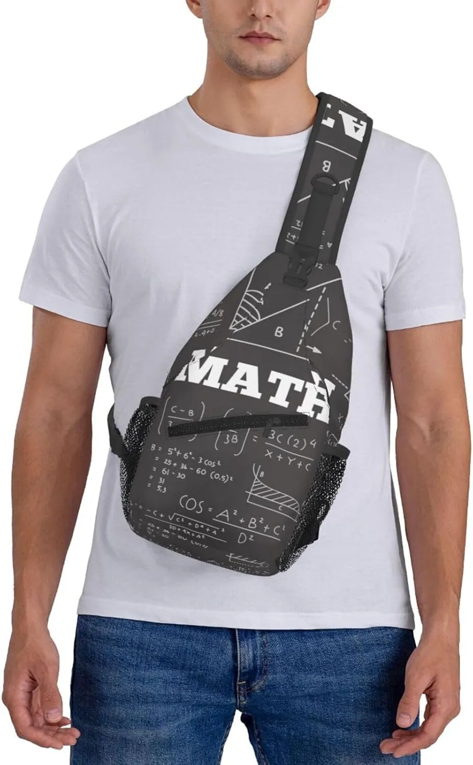 Crossbody Sling Bag for Men Women, Math Chalkboard Teach Sling Backpack Shoulder Chest Bag, Anti Theft Travel Hiking Daypacks