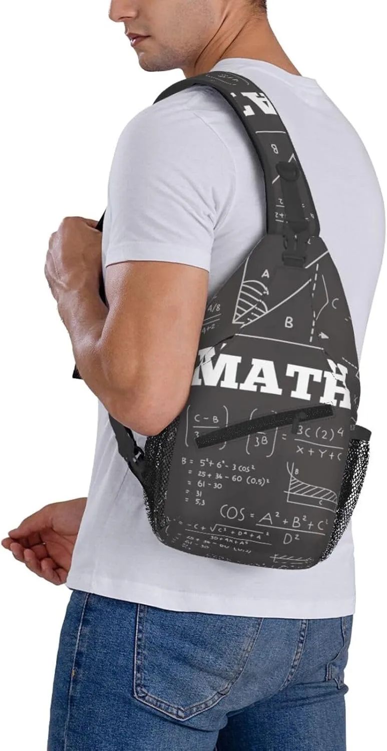 Crossbody Sling Bag for Men Women, Math Chalkboard Teach Sling Backpack Shoulder Chest Bag, Anti Theft Travel Hiking Daypacks
