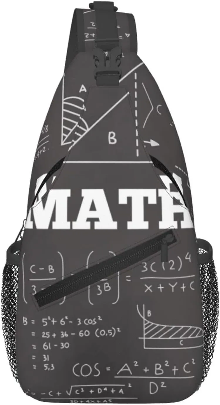 Crossbody Sling Bag for Men Women, Math Chalkboard Teach Sling Backpack Shoulder Chest Bag, Anti Theft Travel Hiking Daypacks
