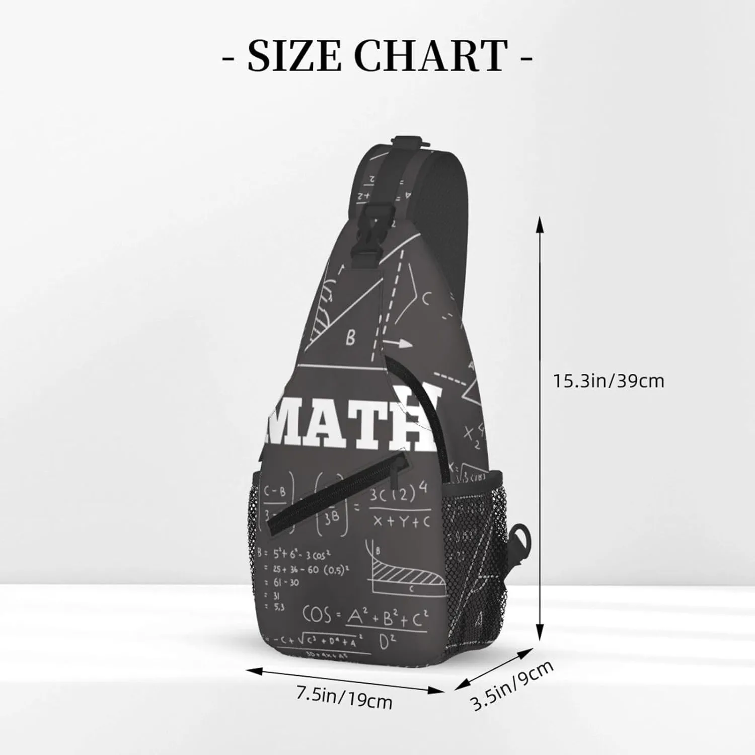 Crossbody Sling Bag for Men Women, Math Chalkboard Teach Sling Backpack Shoulder Chest Bag, Anti Theft Travel Hiking Daypacks