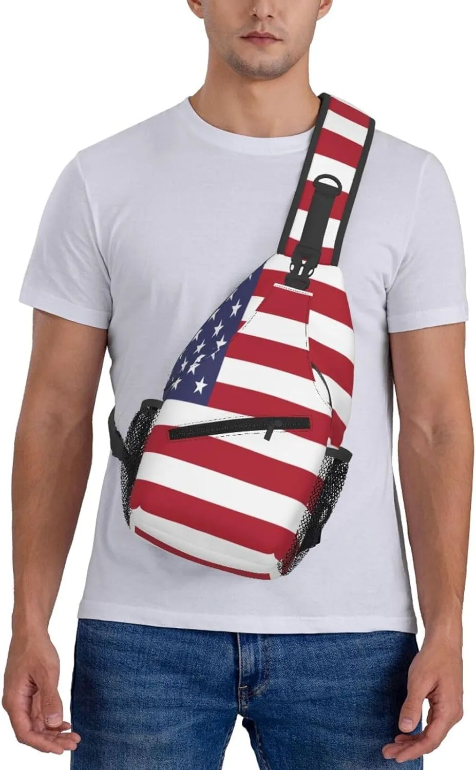 Crossbody Sling Bag for Men Women, Usa Flag Sling Backpack Shoulder Chest Bag, Anti Theft Travel Hiking Daypacks