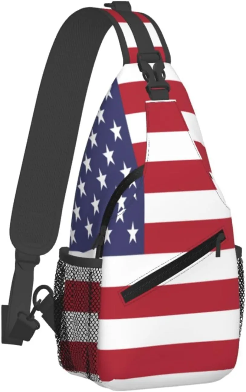Crossbody Sling Bag for Men Women, Usa Flag Sling Backpack Shoulder Chest Bag, Anti Theft Travel Hiking Daypacks