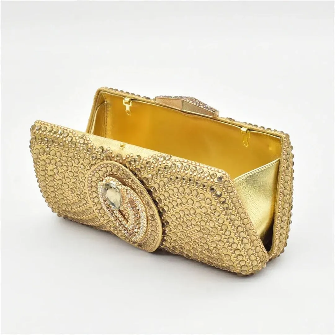 Crystal Wedding Heels and Clutch Set African Bridal Party Shoes with Rhinestone Details