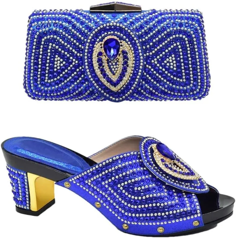 Crystal Wedding Heels and Clutch Set African Bridal Party Shoes with Rhinestone Details
