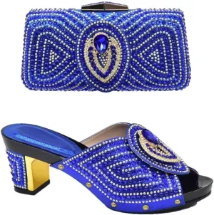 Crystal Wedding Heels and Clutch Set African Bridal Party Shoes with Rhinestone Details