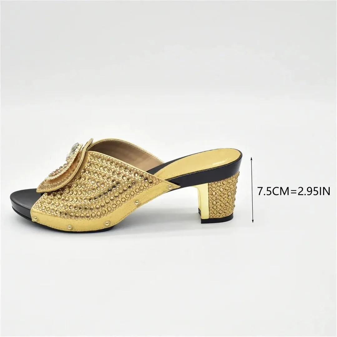 Crystal Wedding Heels and Clutch Set African Bridal Party Shoes with Rhinestone Details