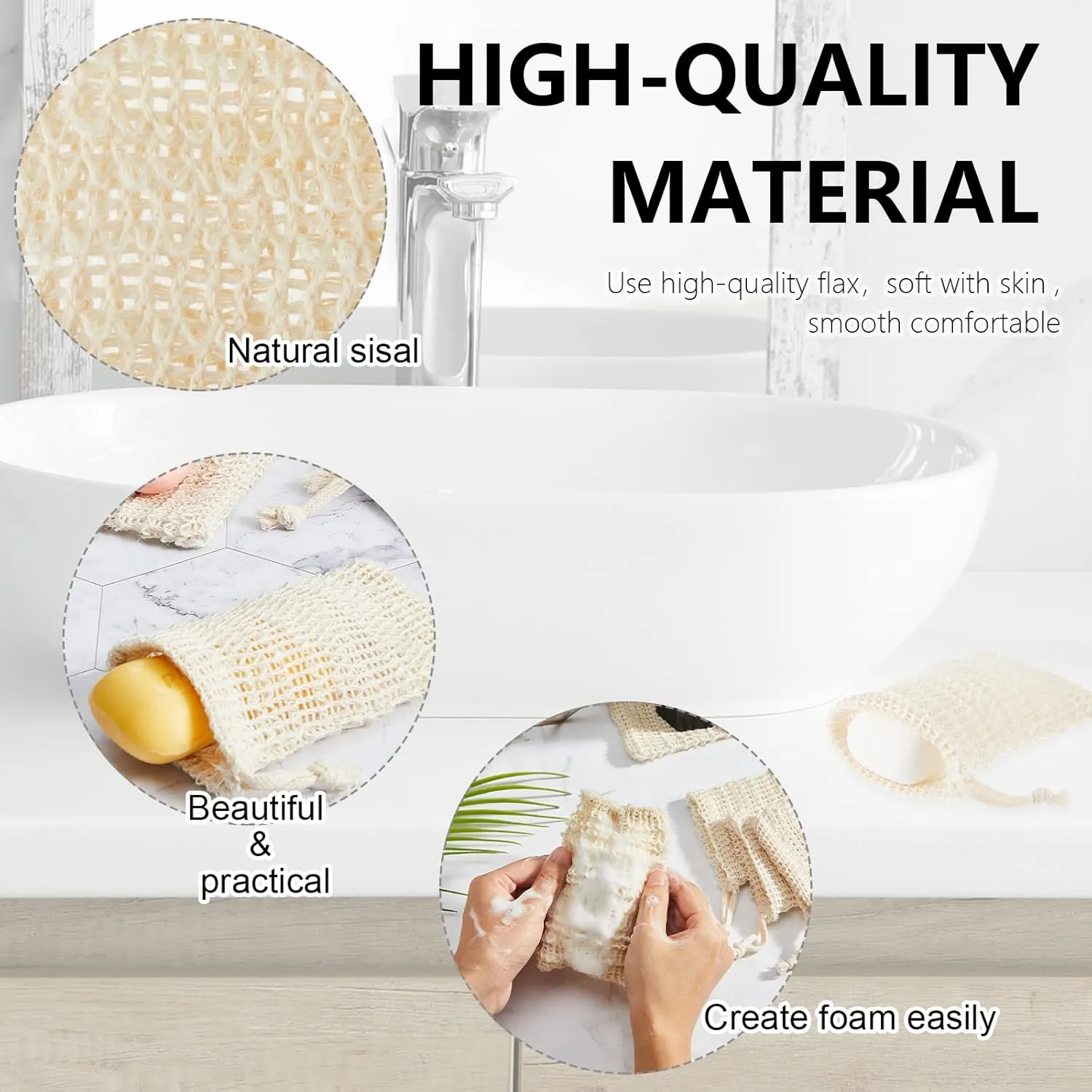 Cunhill Exfoliating Pouch Sisal Soap Saver Bag with Drawstring Mesh Foaming and Drying Soap Holder for Bath and Shower (70 Pieces)