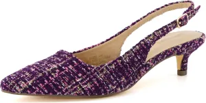 CUSHIONAIRE Women's Buzz Kitten Heel Sling Back Dress Shoe  Memory Foam, Wide Widths Available