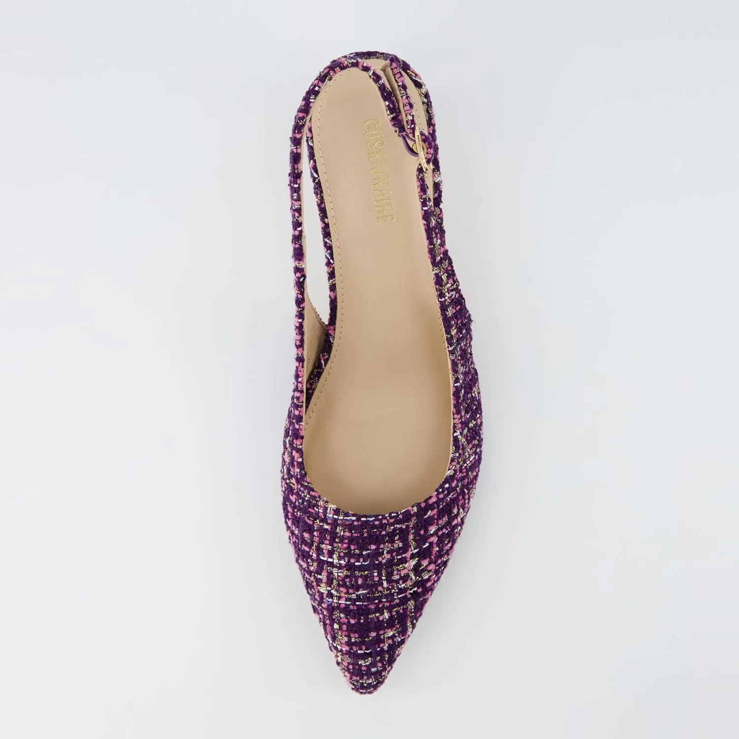 CUSHIONAIRE Women's Buzz Kitten Heel Sling Back Dress Shoe  Memory Foam, Wide Widths Available