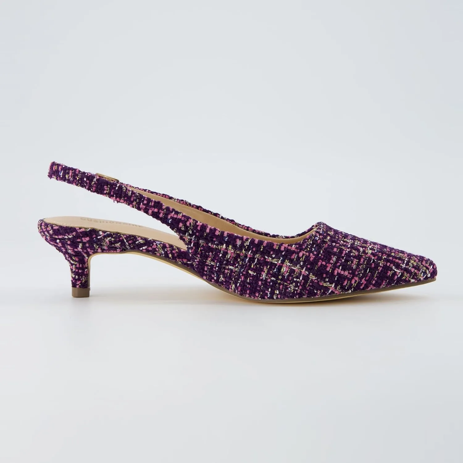 CUSHIONAIRE Women's Buzz Kitten Heel Sling Back Dress Shoe  Memory Foam, Wide Widths Available