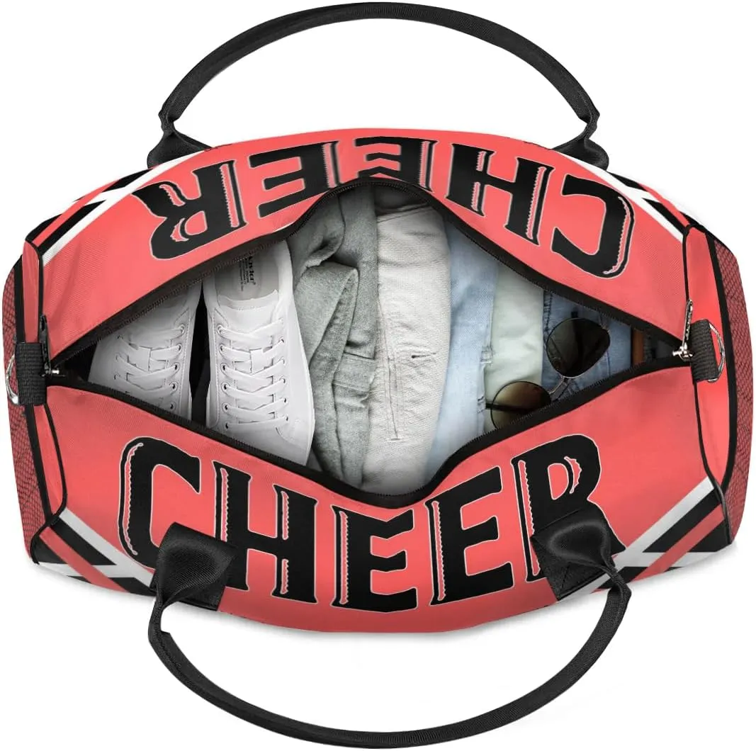 Custom Cheer Bags for Cheerleaders, Personalized Name Sport Gym Duffel Bags, Custom Travel Overnight Weekender Bag Personalized Cheerleading Gifts, Coral Red