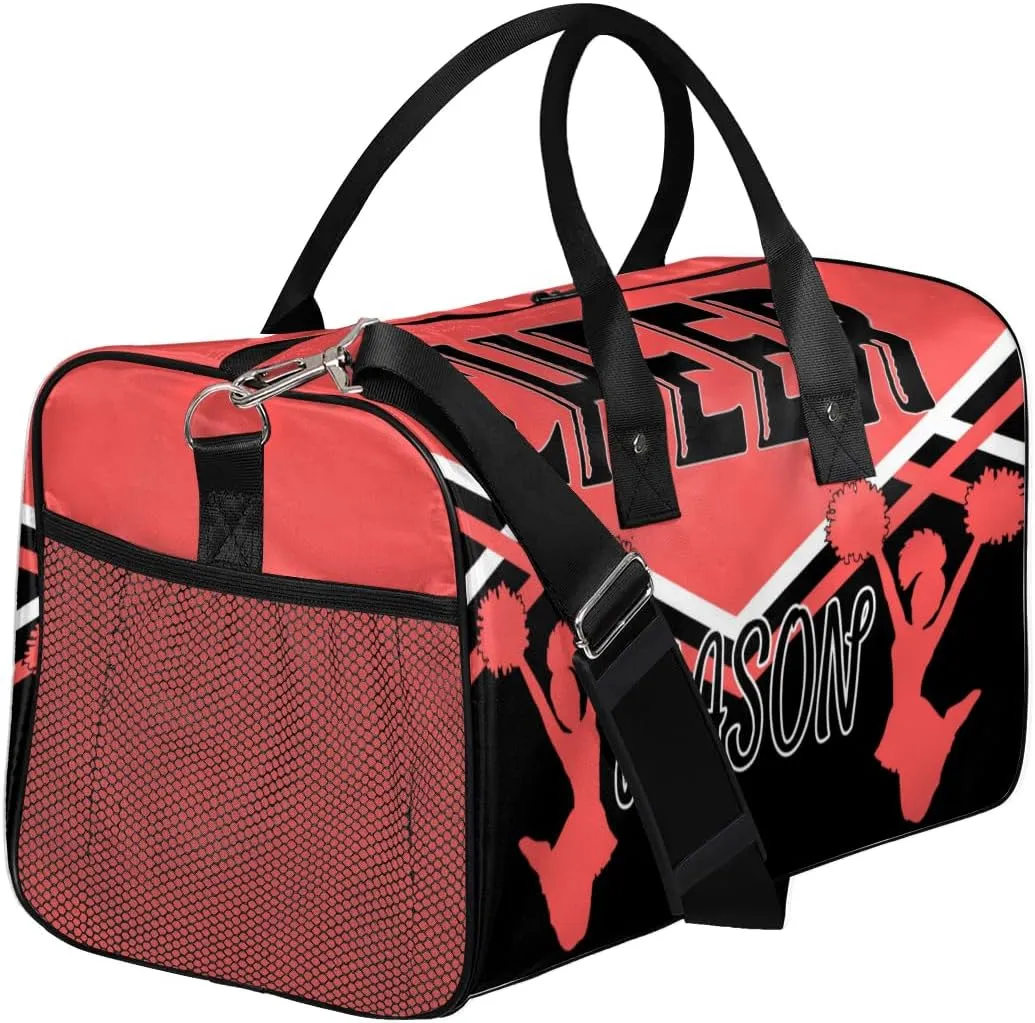 Custom Cheer Bags for Cheerleaders, Personalized Name Sport Gym Duffel Bags, Custom Travel Overnight Weekender Bag Personalized Cheerleading Gifts, Coral Red