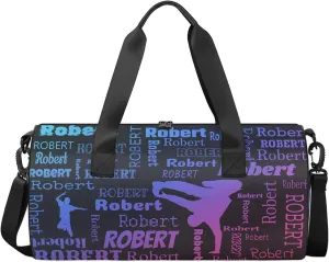 Custom Dance Duffel Bag Personalized Sports Bag with Name Overnight Weekender Duffel Bag Customized Hip-Hop Gifts for Women Men, Blue Pink