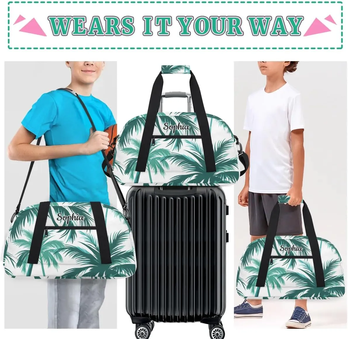 Custom Duffel Bag for Kids Boy Travel Bag Sports Bag Small Gym Bag Dance Tote Kids Duffel Bag Girls Coconut Tree