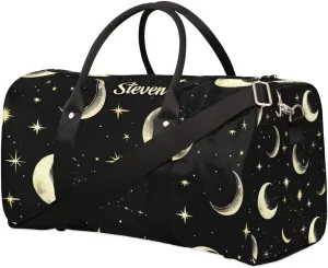 Custom-Duffel-Bag for Men Women Small-Overnight-Bag Moon Black Weekender Luggage Bag