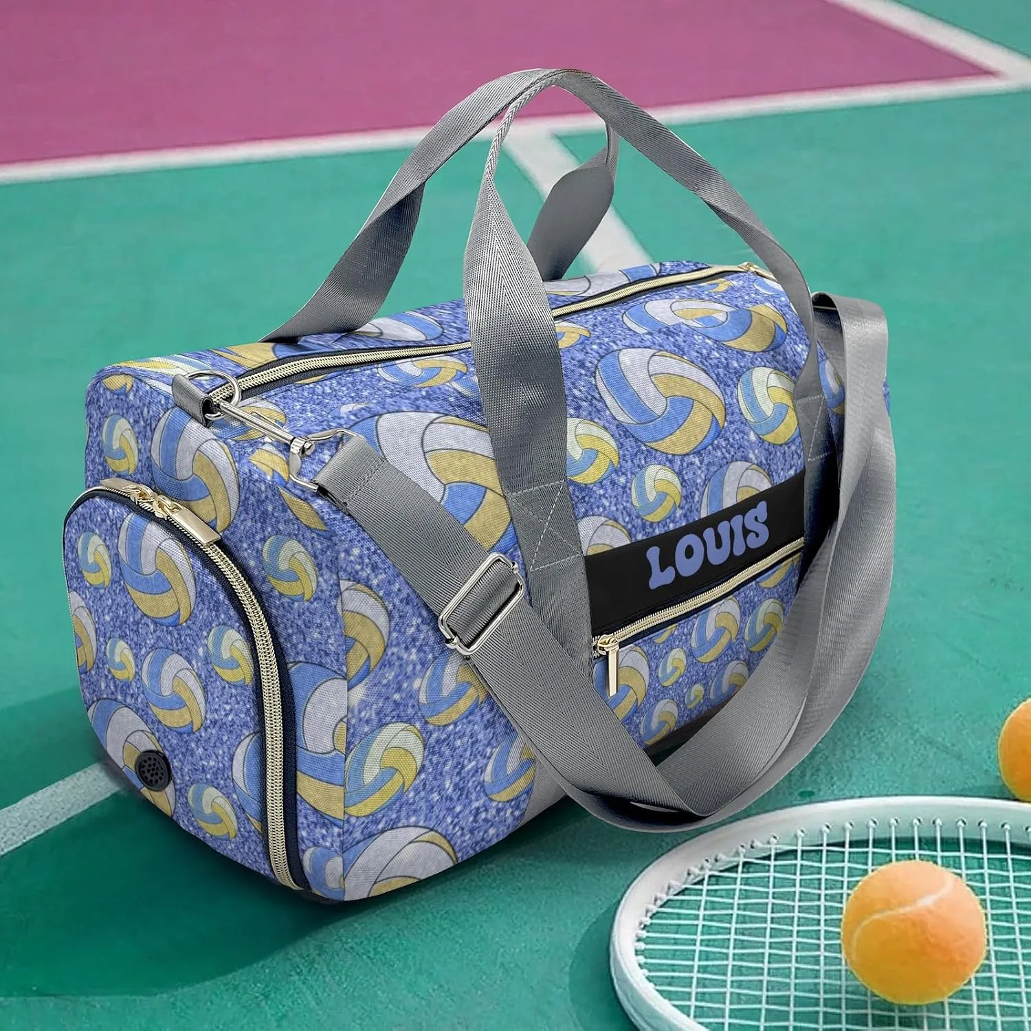 Custom Duffel Bag Sports Sport Volleyball Blue Gym Bag Personalized Travel Carry on Bag