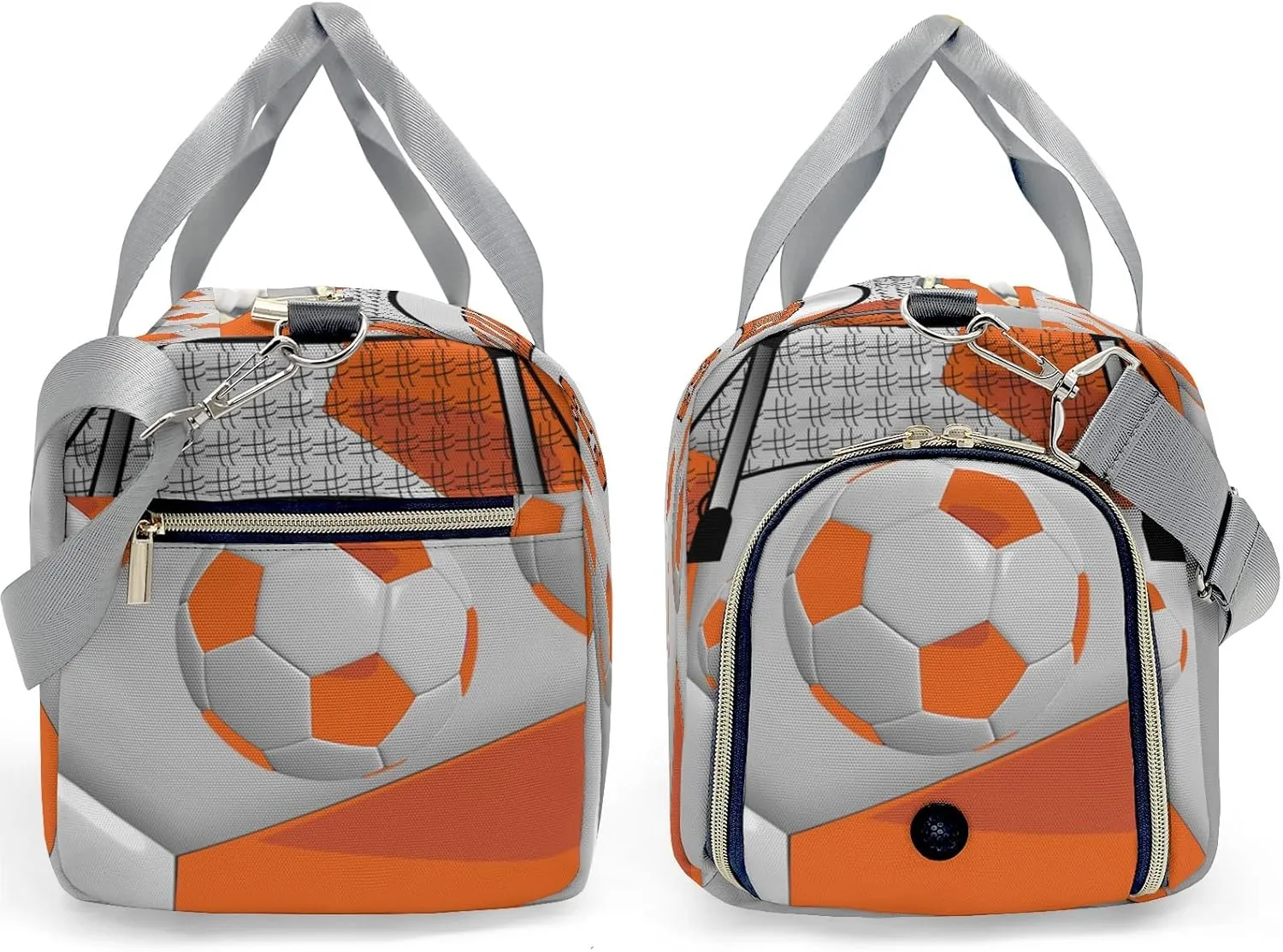 Custom Duffel Overnight Travel Bag for Sports Workout Girls Boys,Ball Athlete Soccer Number Orange Personalized Duffle Bag Gifts