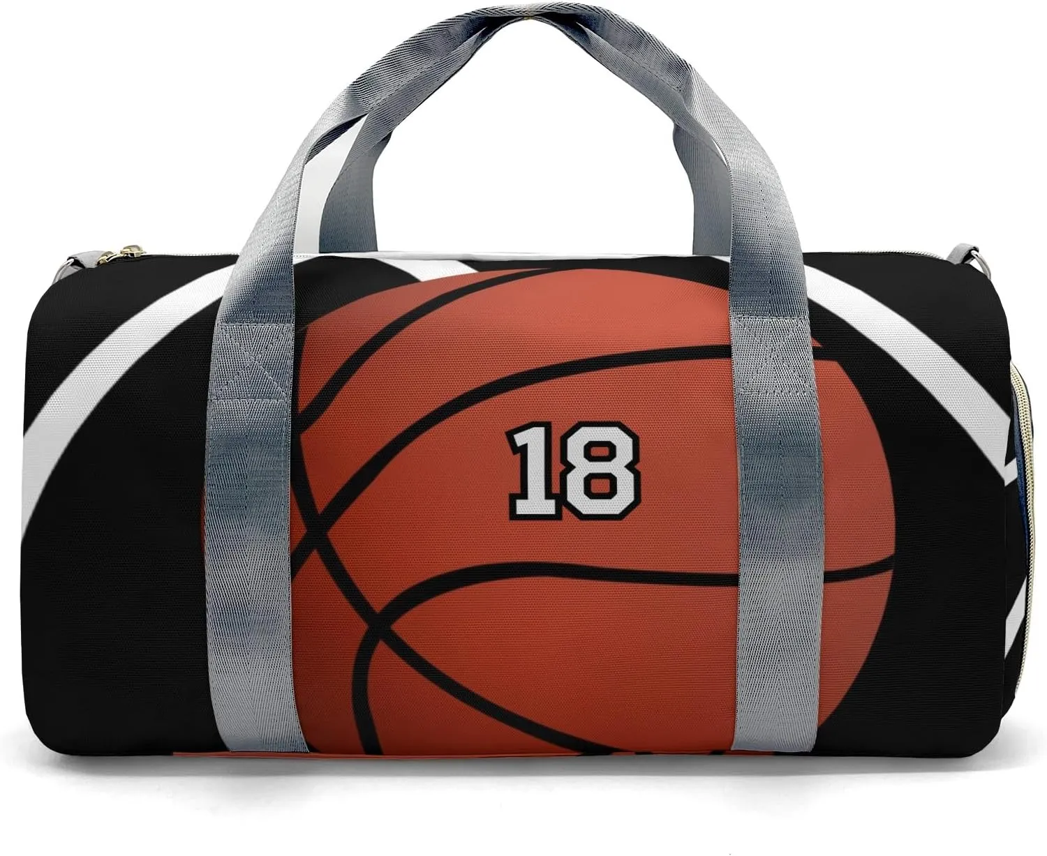 Custom Duffel Overnight Travel Bag for Sports Workout Girls Boys,Basketball Black Personalized Duffle Bag Gifts