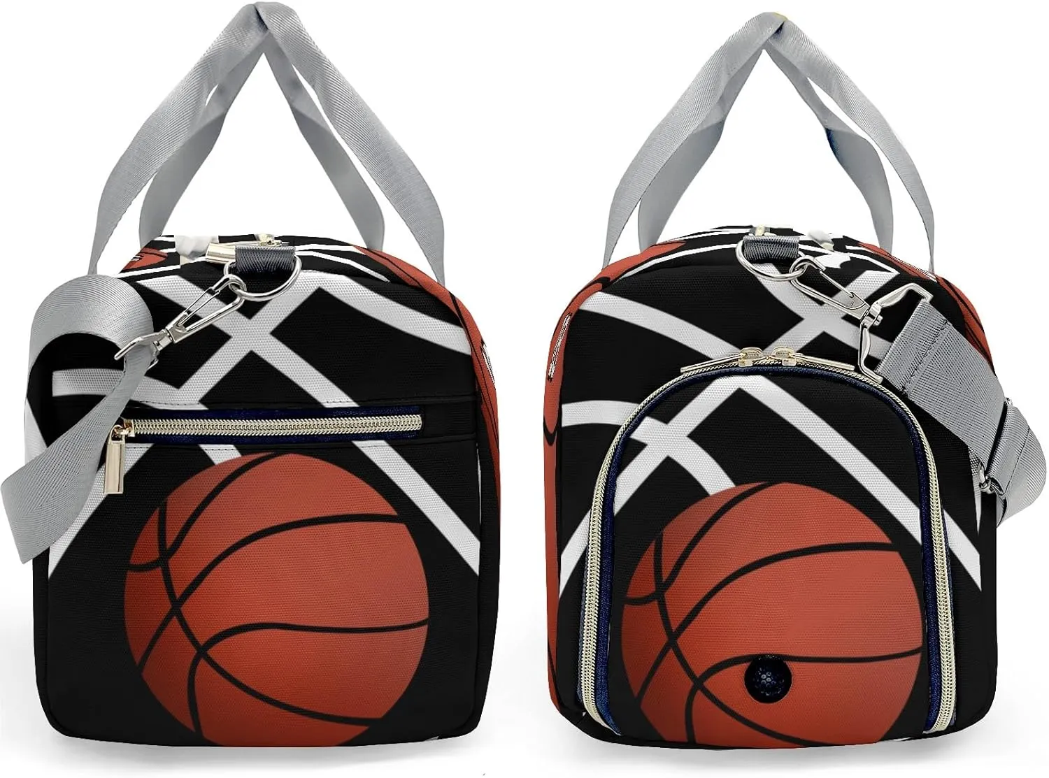 Custom Duffel Overnight Travel Bag for Sports Workout Girls Boys,Basketball Black Personalized Duffle Bag Gifts