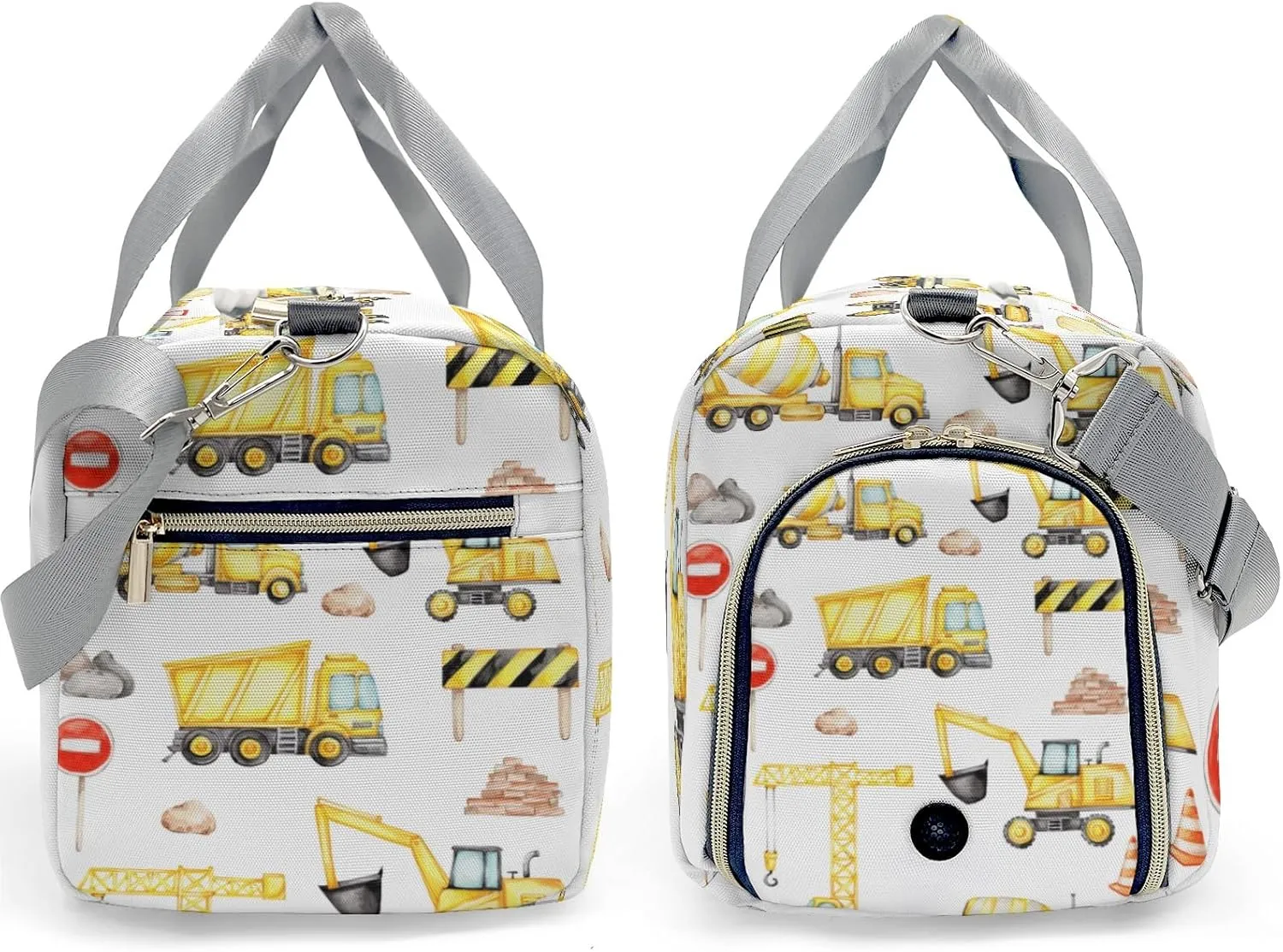 Custom Duffel Overnight Travel Bag for Sports Workout Girls Boys,Big Construction Vehicles Personalized Duffle Bag Gifts