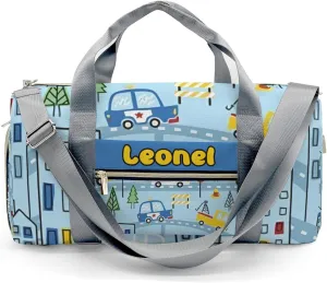 Custom Duffel Overnight Travel Bag for Sports Workout Girls Boys,City Life Car Road Personalized Duffle Bag Gifts