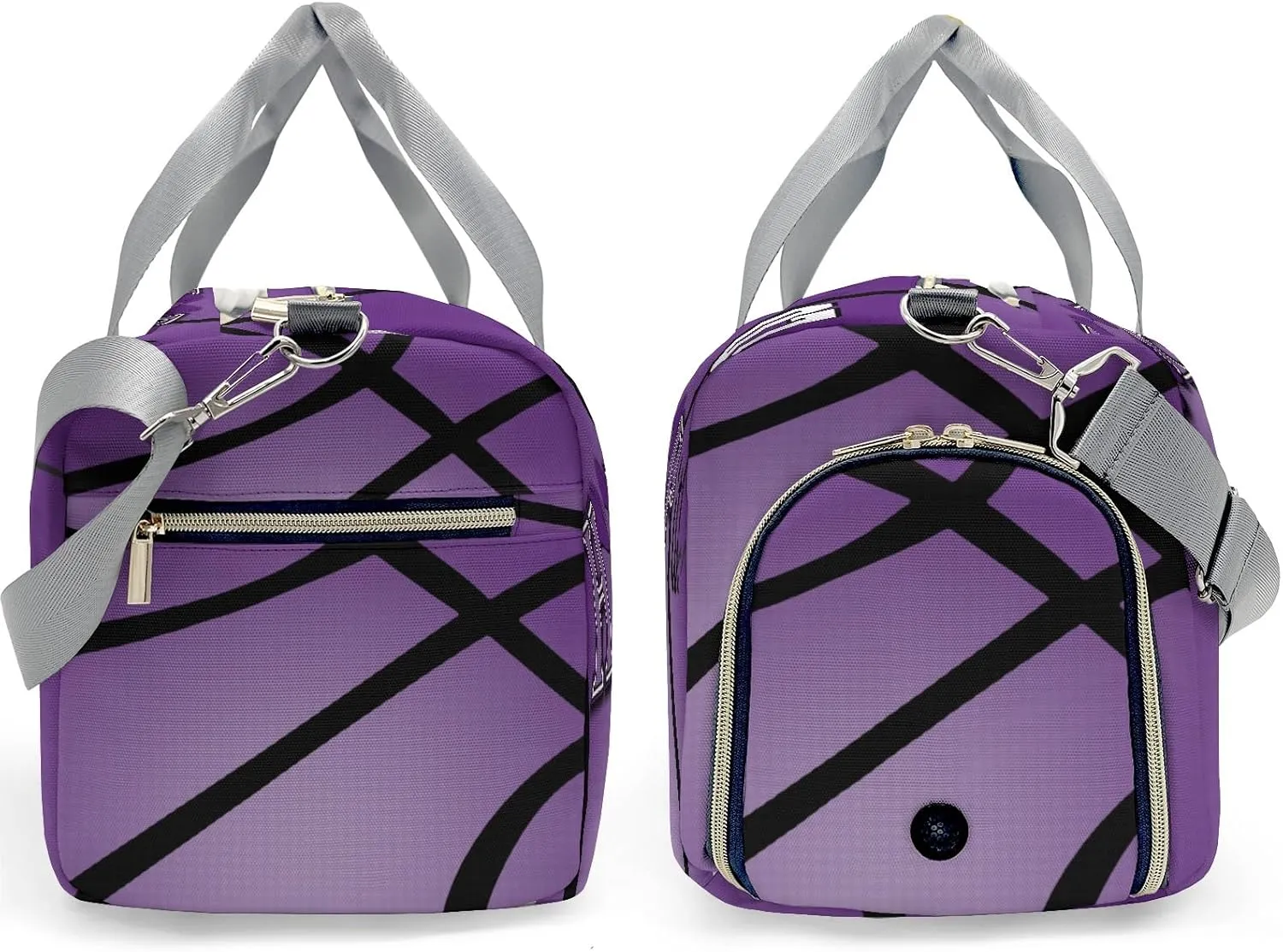 Custom Duffel Overnight Travel Bag for Sports Workout Girls Boys,Hoop it Basketball Purple Personalized Duffle Bag Gifts