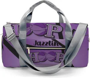 Custom Duffel Overnight Travel Bag for Sports Workout Girls Boys,Hoop it Basketball Purple Personalized Duffle Bag Gifts