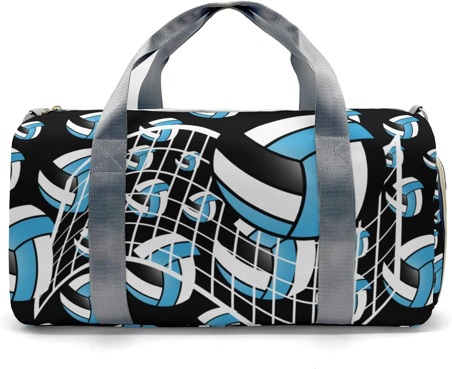 Custom Duffel Overnight Travel Bag for Sports Workout Girls Boys,Volleyball Sky Blue Personalized Duffle Bag Gifts