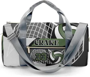 Custom Duffel Overnight Travel Bag for Sports Workout Girls Boys,Volleyball Team Forest Personalized Duffle Bag Gifts
