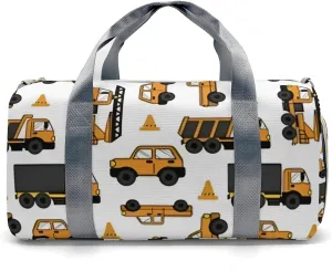 Custom Duffel Overnight Travel Bag for Sports Workout Girls Boys,Work Car Trucks White Personalized Duffle Bag Gifts