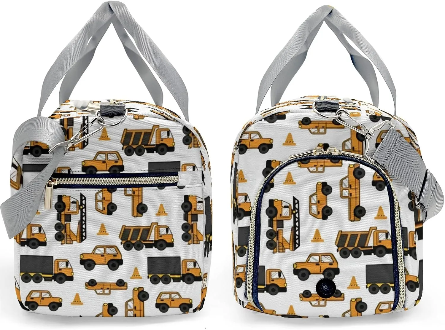 Custom Duffel Overnight Travel Bag for Sports Workout Girls Boys,Work Car Trucks White Personalized Duffle Bag Gifts