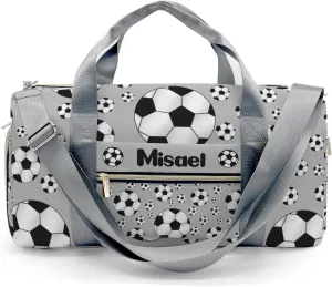 Custom Gift Sport Player Duffel Bag for Sport Soccer Ball Player Gray Travel Weekender Bag,Overnight Bag Carry On Sports Bag