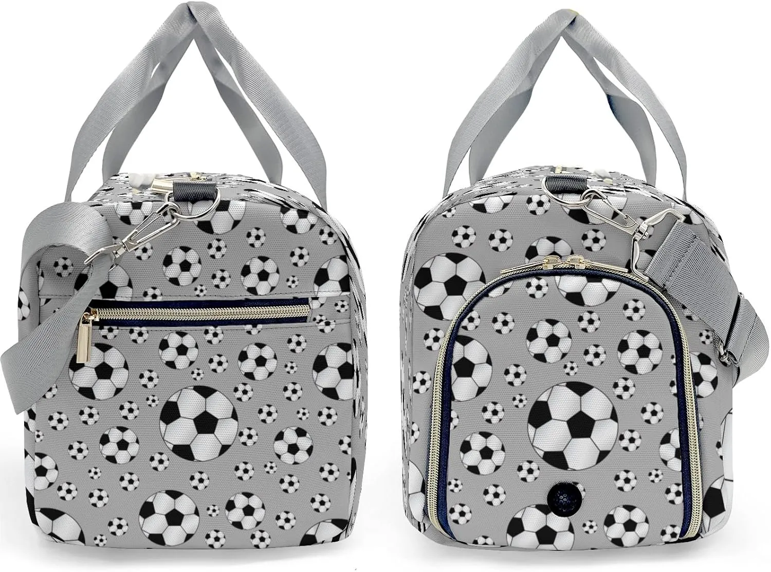Custom Gift Sport Player Duffel Bag for Sport Soccer Ball Player Gray Travel Weekender Bag,Overnight Bag Carry On Sports Bag