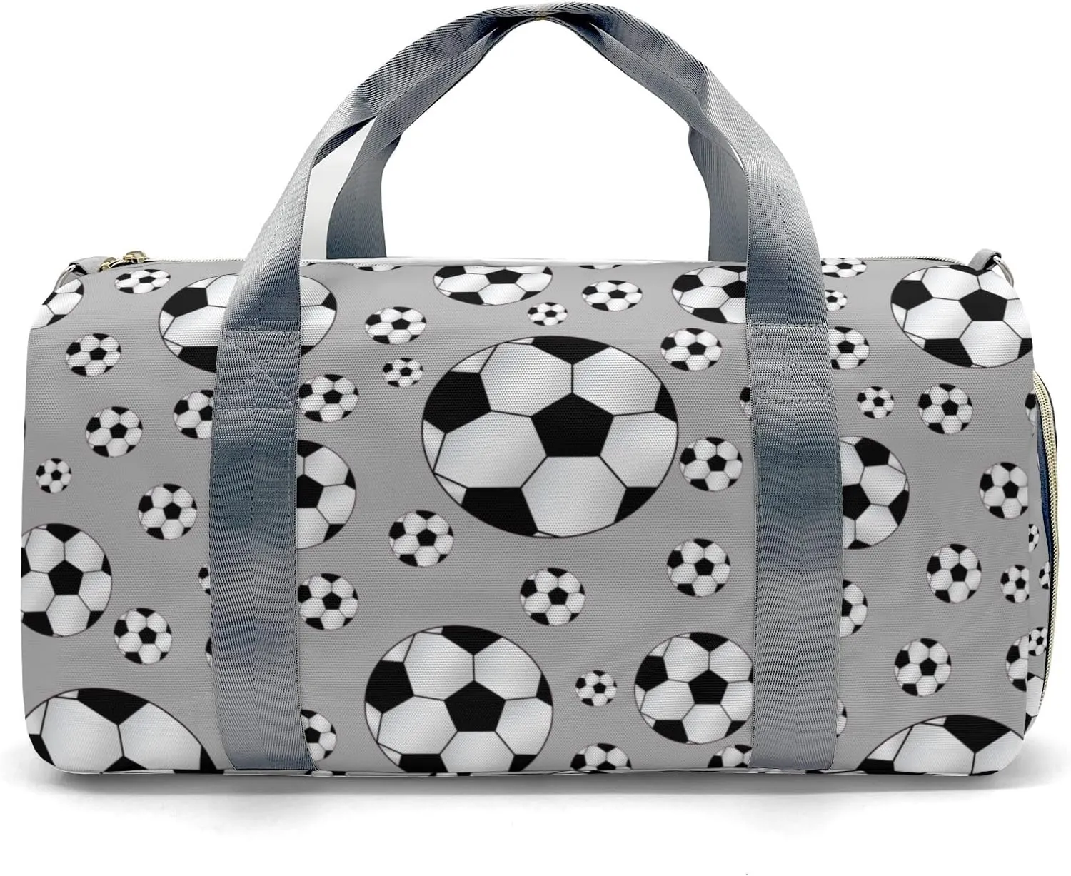 Custom Gift Sport Player Duffel Bag for Sport Soccer Ball Player Gray Travel Weekender Bag,Overnight Bag Carry On Sports Bag