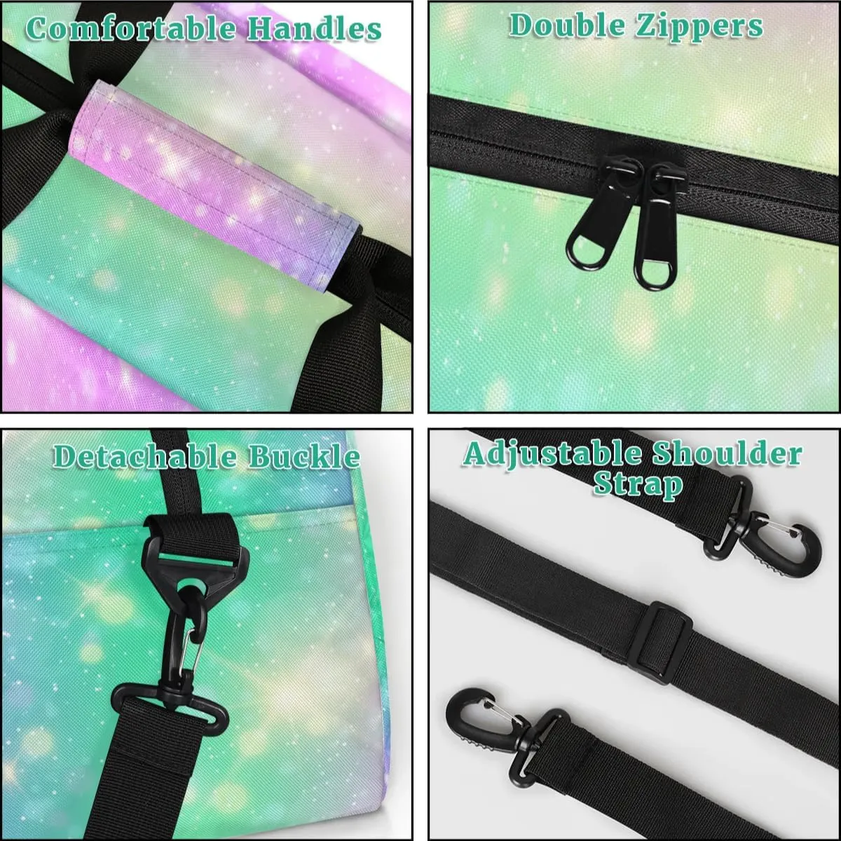 Custom Gym Bag for Women Men, Personalized Duffel Bag with Name, Small Sports Gym Bag Travel Duffle Bag Weekender Carry On Overnight Bags Watercolor Glitter