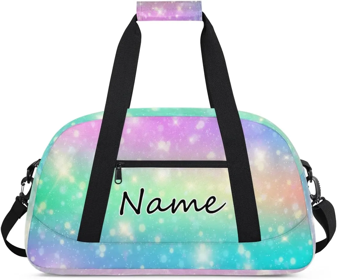 Custom Gym Bag for Women Men, Personalized Duffel Bag with Name, Small Sports Gym Bag Travel Duffle Bag Weekender Carry On Overnight Bags Watercolor Glitter