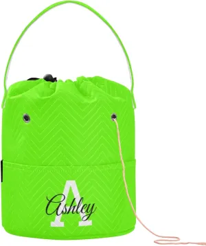 Custom Name Crochet Yarn Bag Personalized Bright Green Crochet Bag Organizer Knitting Bag Craft Bag Travel Yarn Storage Organizer for Crochet Accessories and Supplies