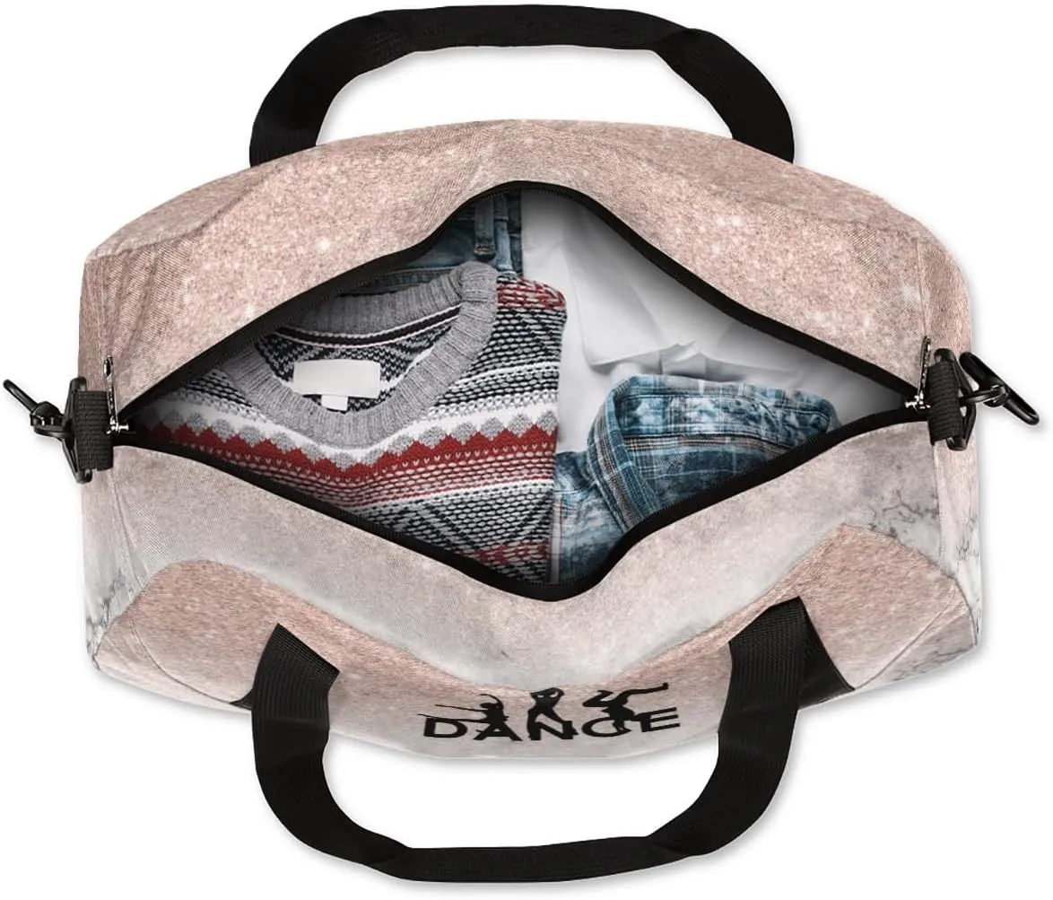 Custom Name Kids Duffle Bag Personalized Text Ballet Crystal Marble Dance Gym Sports Bag Waterproof Overnight Weekender Travel Workout Duffel Bag Carry On Bag for Little Boys Girls Teen Gifts