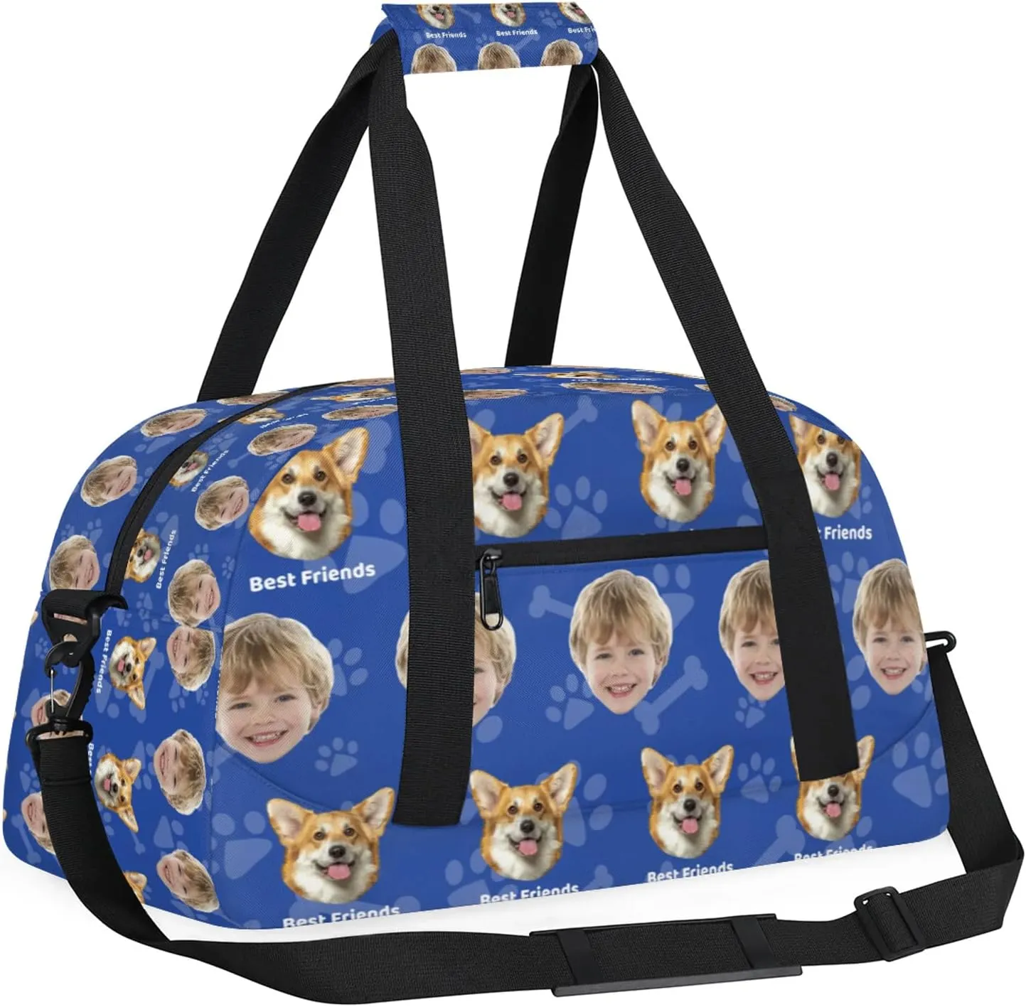 Custom Pet Face Gym Bag, Personalized Sports Duffel Bag, Waterproof Lightweight Shoulder Weekender Bag, Travel Bag, Carry on Training Bag for Women Men
