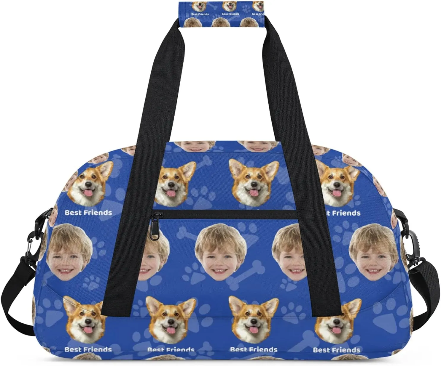 Custom Pet Face Gym Bag, Personalized Sports Duffel Bag, Waterproof Lightweight Shoulder Weekender Bag, Travel Bag, Carry on Training Bag for Women Men