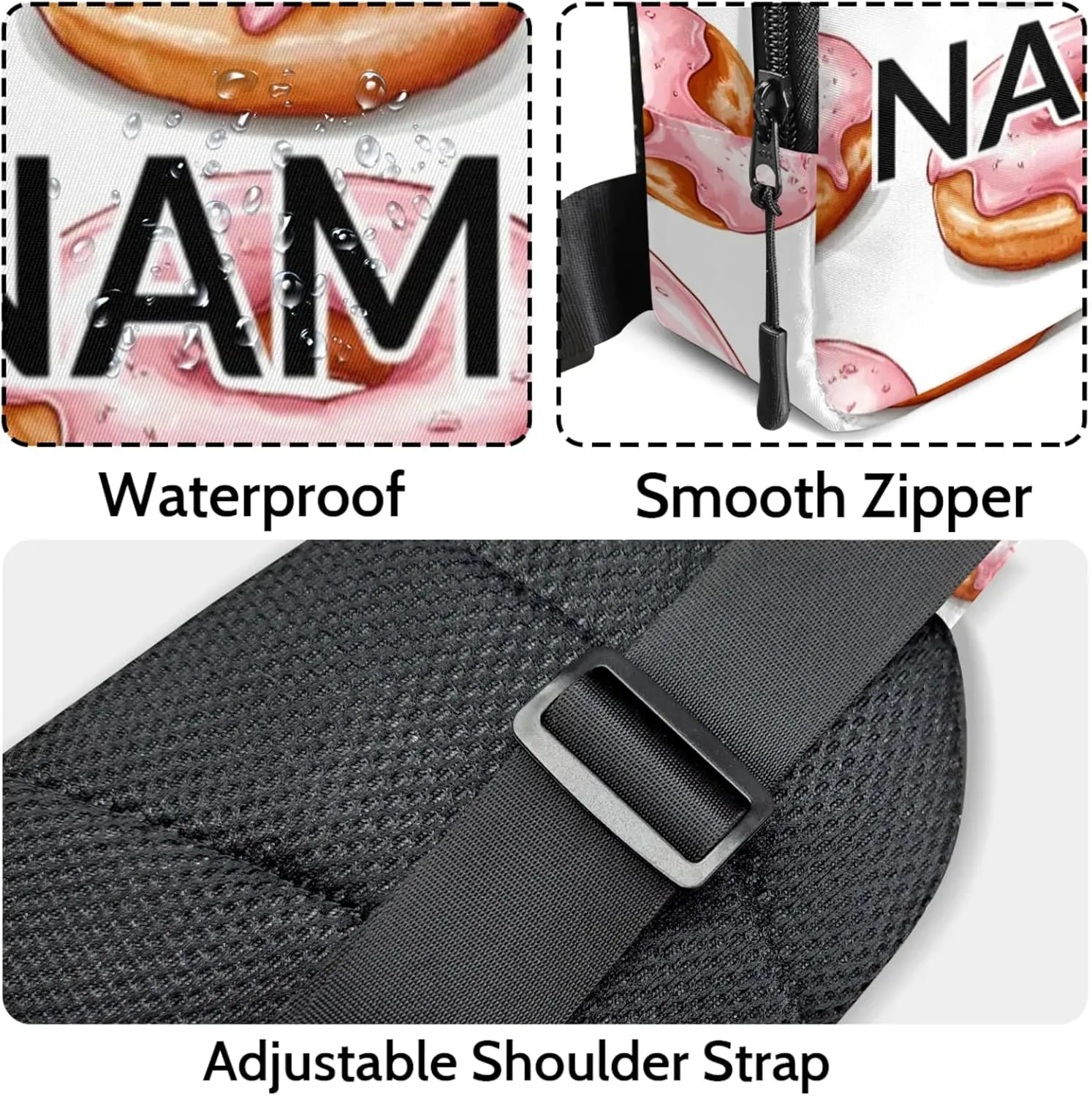 Custom Sling Bag Donuts Cross Body Customize Chest Bag Sweets Dessert Food Theme Daypack for Outdoors Travel Hiking Sports