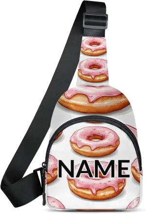 Custom Sling Bag Donuts Cross Body Customize Chest Bag Sweets Dessert Food Theme Daypack for Outdoors Travel Hiking Sports