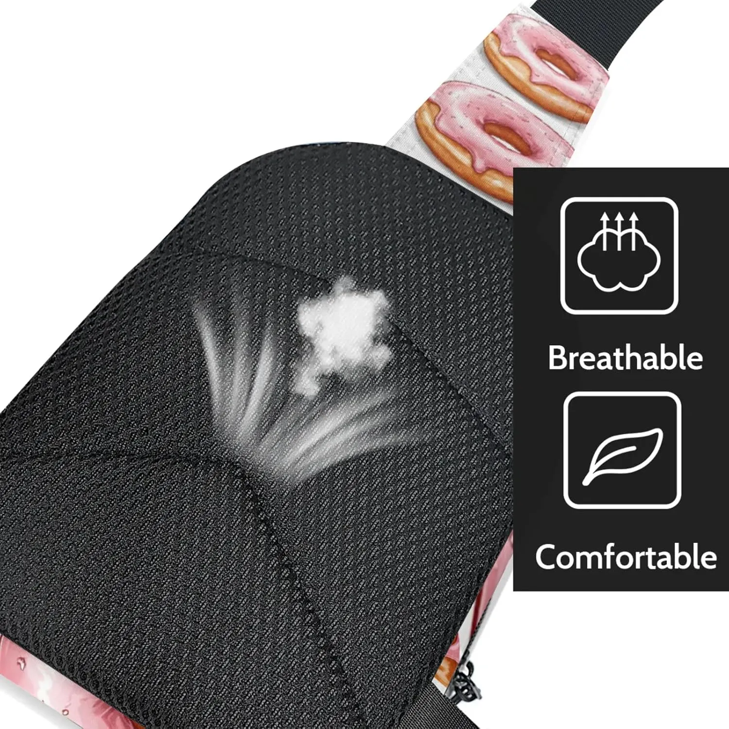 Custom Sling Bag Donuts Cross Body Customize Chest Bag Sweets Dessert Food Theme Daypack for Outdoors Travel Hiking Sports