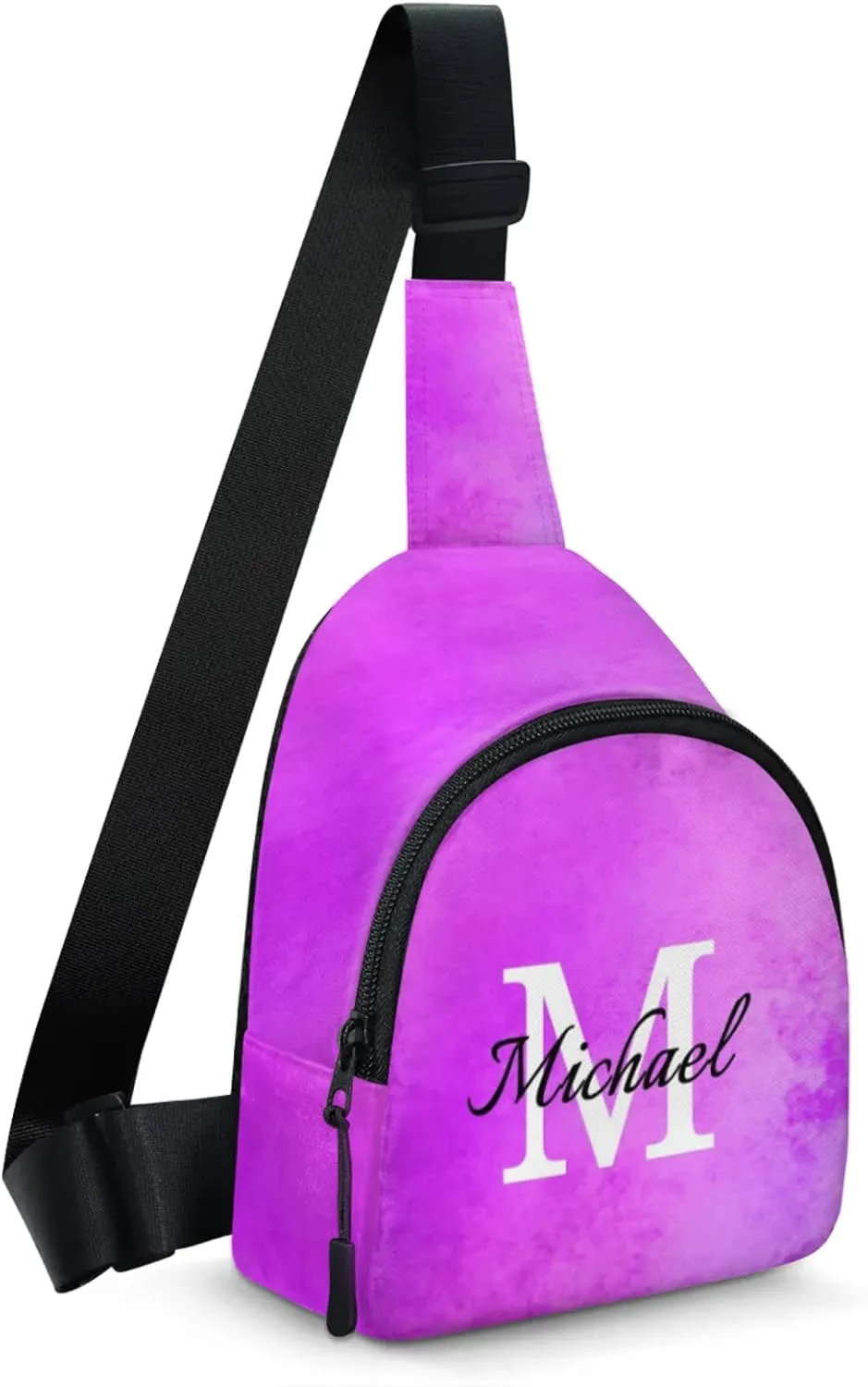 Custom Sling Bag Personalized Chest Bag Crossbody Bags with Initial Travel Shoulder Backpack for Outdoor Sports, Rose Pink