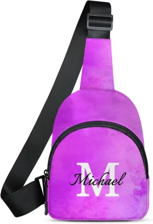Custom Sling Bag Personalized Chest Bag Crossbody Bags with Initial Travel Shoulder Backpack for Outdoor Sports, Rose Pink
